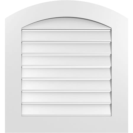 Ekena Millwork Arch Top Surface Mount PVC Gable Vent: Non-Functional, w/ 3-1/2"W x 1"P Standard Frame, 26"W x 26"H GVPAR26X2601SN